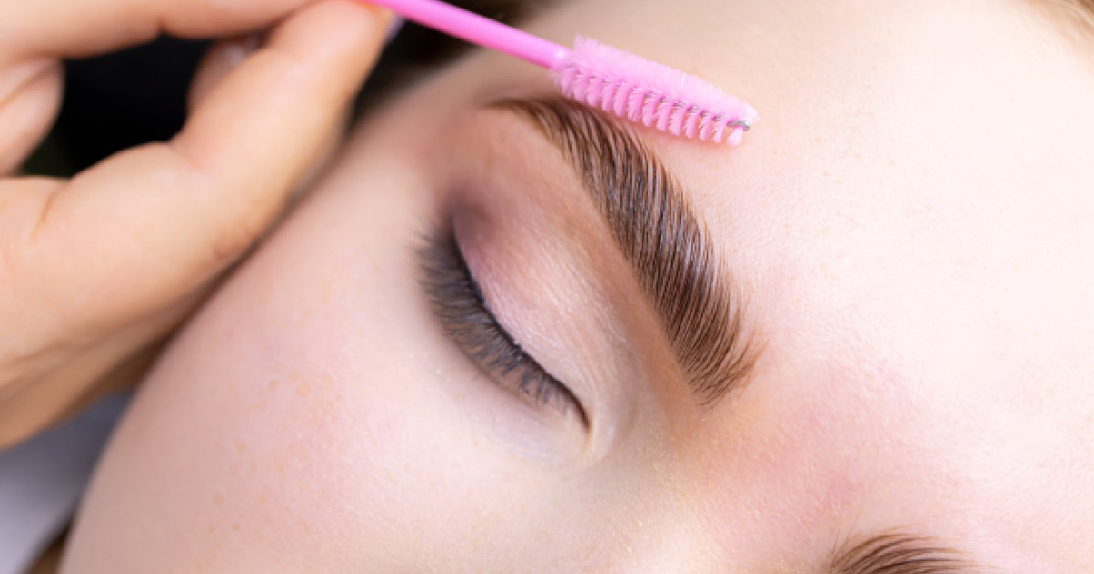 woman receiving brow lamination in Charleston, SC